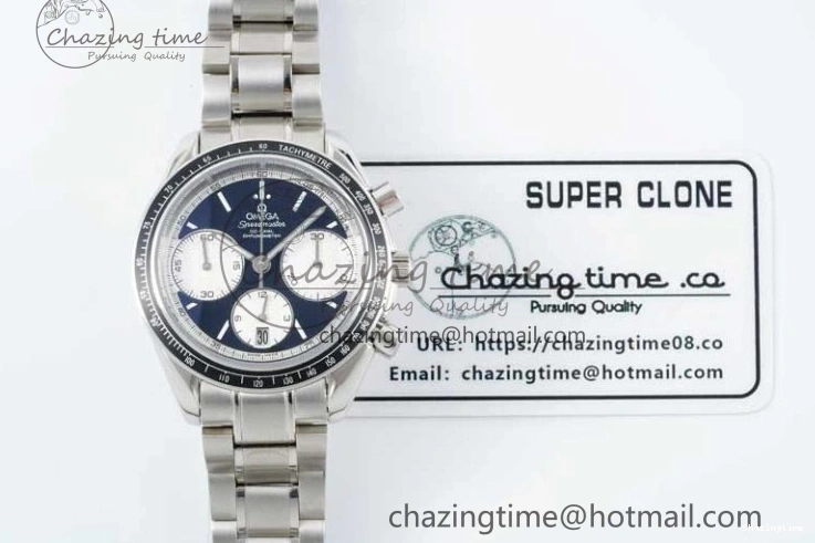 0720 Cozy Speedmaster Racing Master SS HKF Best Edition Black White Dial on SS Bracelet A 7807